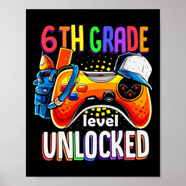 Gamer Ck Till Skolan Gamepad Sjätte 6:e Klassens N Poster (Framsidan)