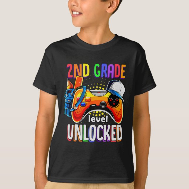 Gamer Ck To School Gamepad 2nd Second Grade Level  T Shirt (Framsida)