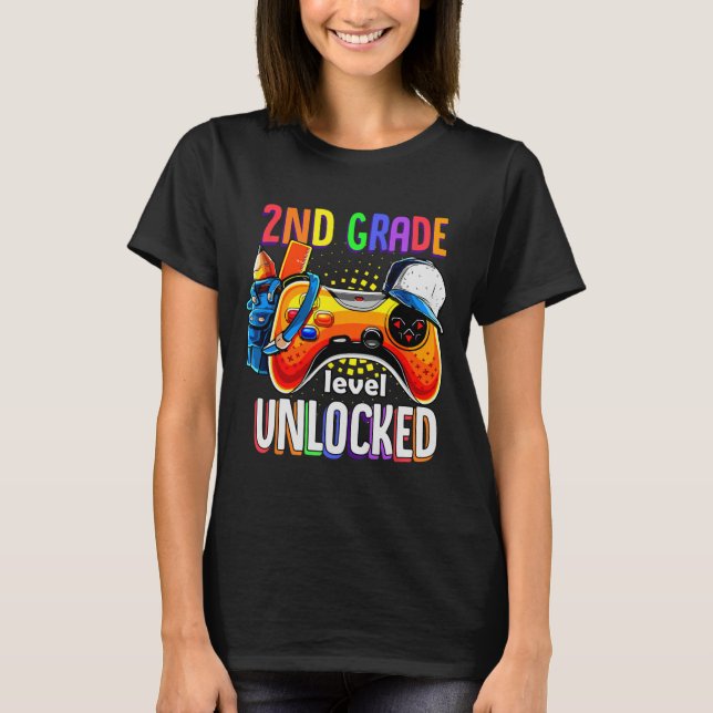Gamer Ck To School Gamepad 2nd Second Grade Level  T Shirt (Framsida)
