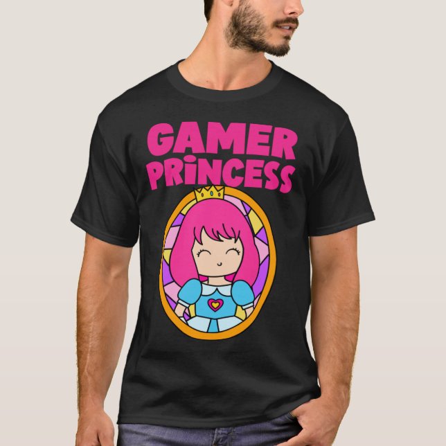Gamer Cute Princess Video Game  For Her T Shirt (Framsida)
