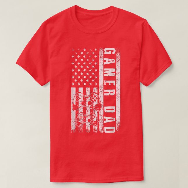 Gamer DAD American Flag Funny Video Gaming Father' T Shirt (Design framsida)