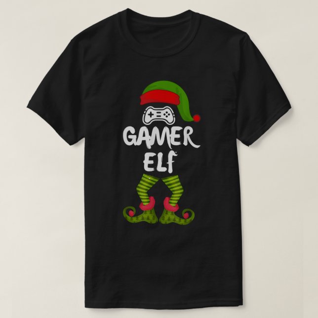 Gamer Elf Christmas Gaming Design T Shirt (Design framsida)