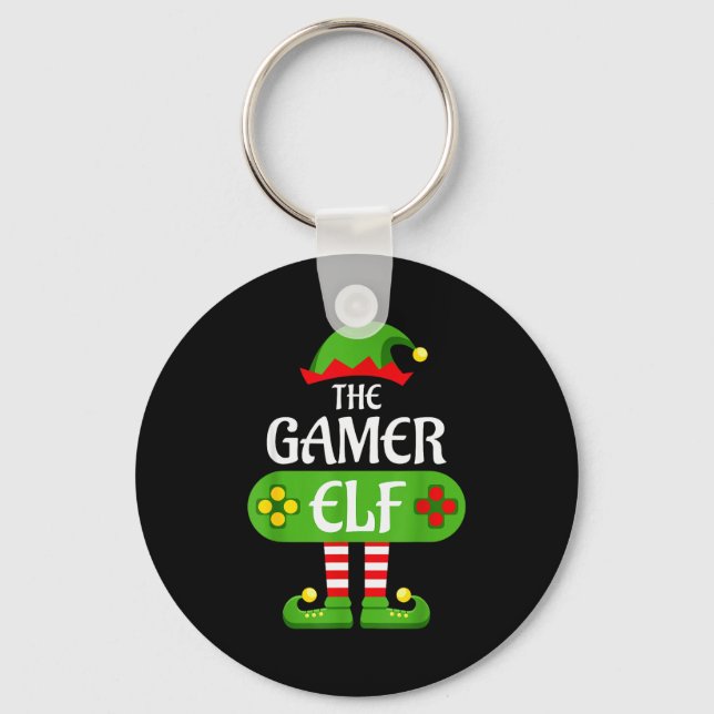 Gamer Elf Christmas Matching Group Family  Nyckelring (Framsida)