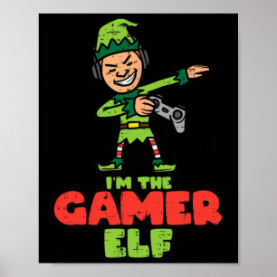 Gamer Elf Dab Julafton julfamilj Boys Kids Manar Poster