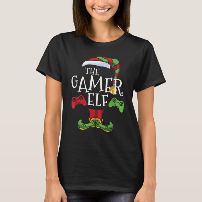 Gamer Elf-familjen matchar jul T Shirt (Framsida)