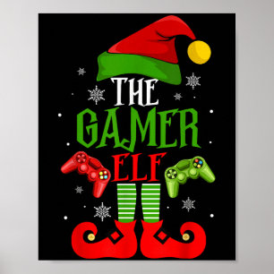Gamer Elf-familjen som matchar jul-Pajama-hap Poster