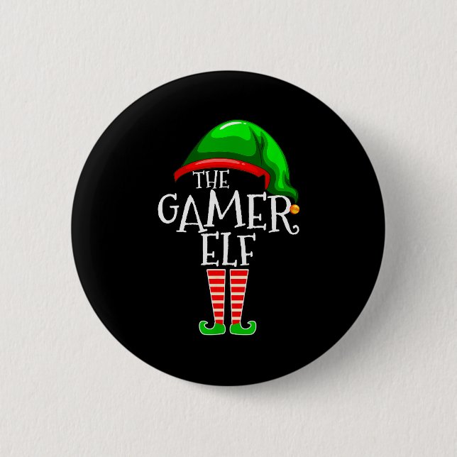 Gamer Elf Family Matching Group Christmas Video Ga Knapp (Framsida)