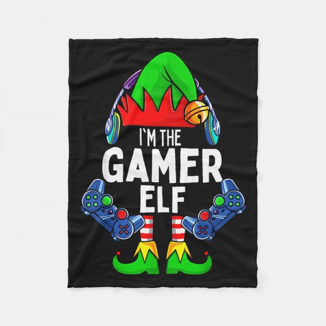 Gamer Elf Matching Family Christmas  Fleecefilt (Framsidan)