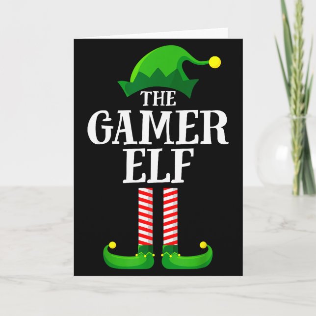 Gamer Elf Matching Family Group Christmas Party Py Kort (Framsida)