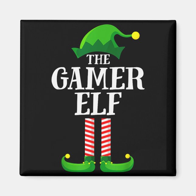 Gamer Elf Matching Family Group Christmas Party Py Magnet (Framsidan)