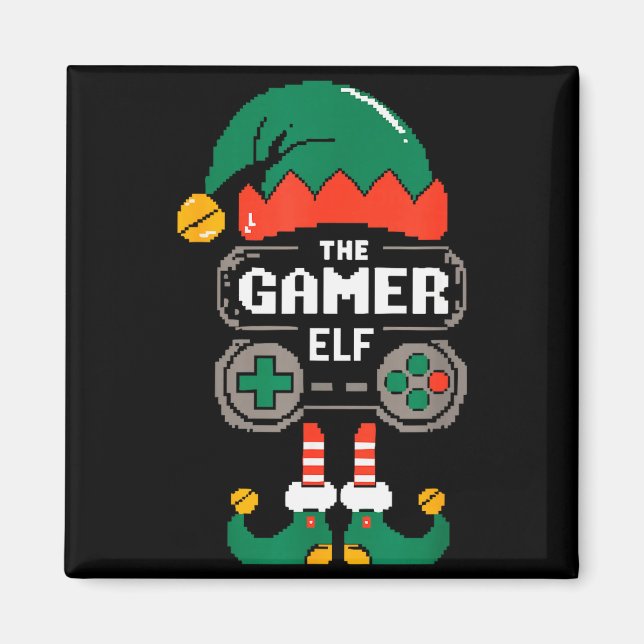 Gamer Elf Matching Family Group Christmas Party Py Magnet (Framsidan)
