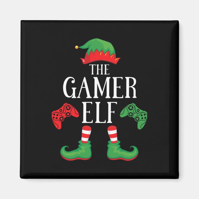 Gamer Elf Matching Group Julafton Gaming Funny Fam Magnet (Framsidan)