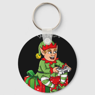 Gamer Elf-Roligtens julbojor Kids Tonåring spel Nyckelring