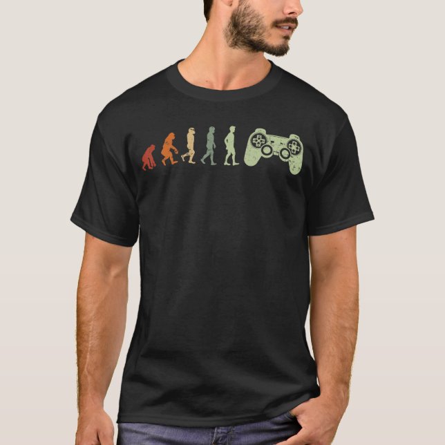 Gamer Evolution Retro Nörd Tv-Spel Gaming Present T Shirt (Framsida)