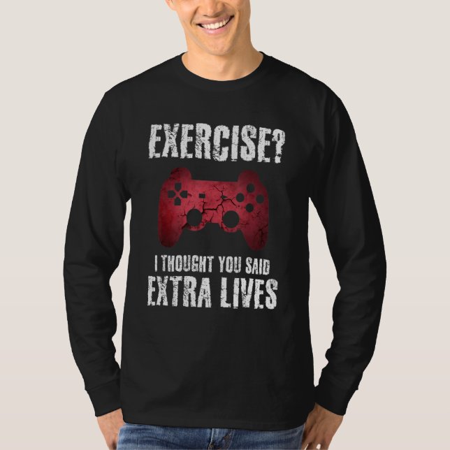 Gamer Exercise Extra Lives Video Game Boys Teens K T Shirt (Framsida)