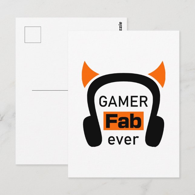 gamer fab-ever vykort (Fram/baksida)