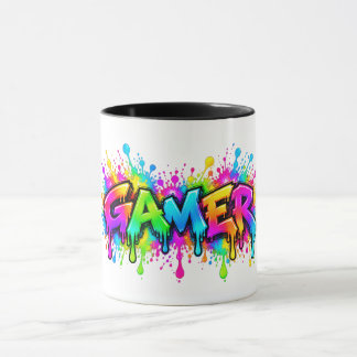 Gamer Färgglad Graffiti Gaming Regnbåge Mugg