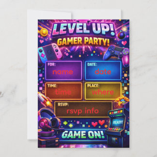 Gamer Festsinladning | Födelsedagsfirande för Vide Inbjudningar
