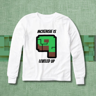 Gamer Födelsedags Byggnad Pixel Grön Nivå 9  T Shirt