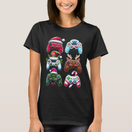 Gamer för spelkontrollanter i julshirt Santa Elf T Shirt