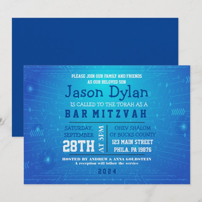 GAMER GAMING DIGITAL Pub Mitzvah-inbjudan Inbjudningar (Fram/baksida)