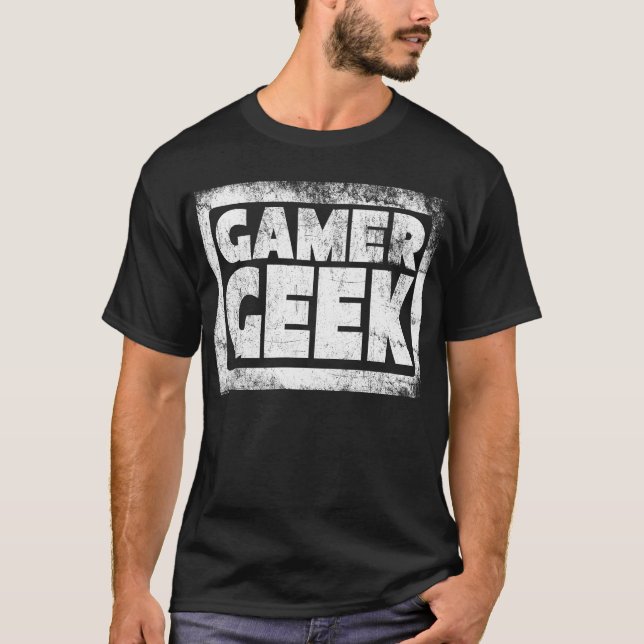 GAMER GEEK (Distress) av JFStan T-shirt (Framsida)