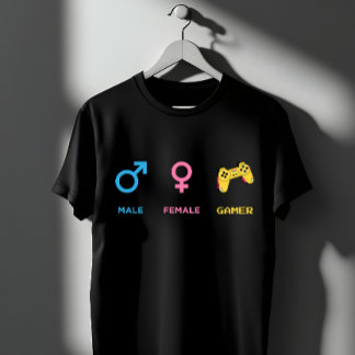 Gamer Gender Symbols Controller Funny Design T Shirt