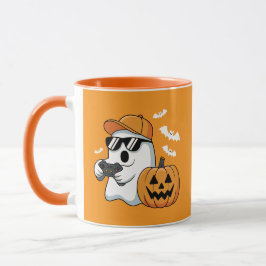 Gamer Ghost Pumpkin Controller Halloween Cool Mugg