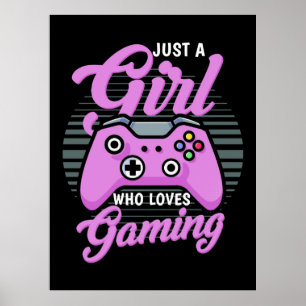 Gamer Gift Bara en flicka som Kärlek spelar Poster