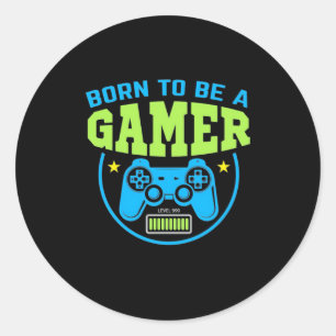 Gamer Gift Born för att bli spelare Runt Klistermärke