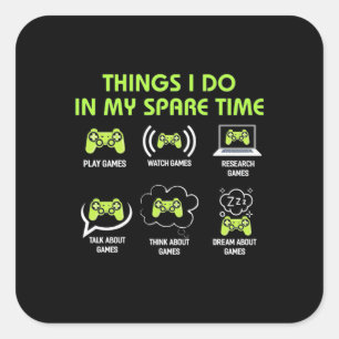 Gamer Gift Sak Gamer gör på min lediga tid Fyrkantigt Klistermärke