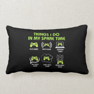 Gamer Gift Sak Gamer gör på min lediga tid Lumbarkudde