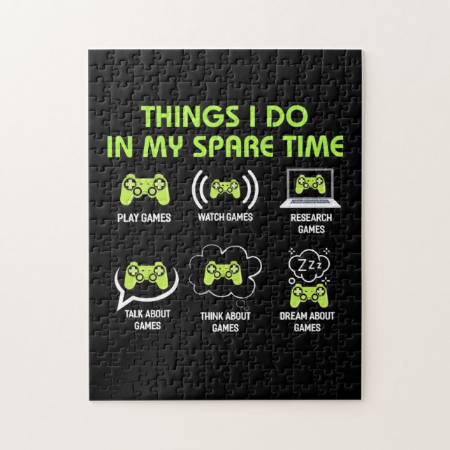 Gamer Gift | Sak Gamer gör på min lediga tid Pussel (Vertikal)