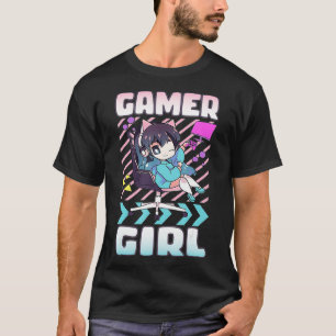 Gamer Girl Chibi Anime Gaming Saker Cute Video T Shirt