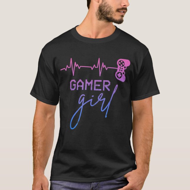 Gamer Girl Cute Heartslag Gamer for Girl Video Gam T Shirt (Framsida)