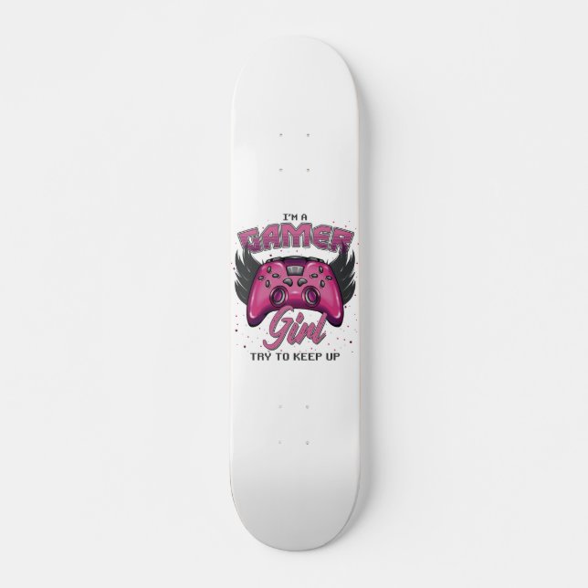 Gamer Girl-design Mini Skateboard Bräda 18,5 Cm (Framsida)
