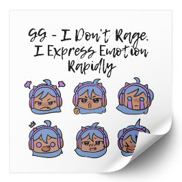 Gamer Girl I Don’t Rage Kawaii Gaming Humor Fyrkantigt Klistermärke