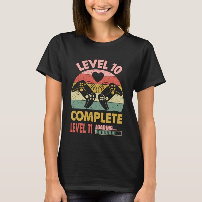 Gamer Girl Level 10 Complete Funny 10th Wedding An T Shirt (Framsida)