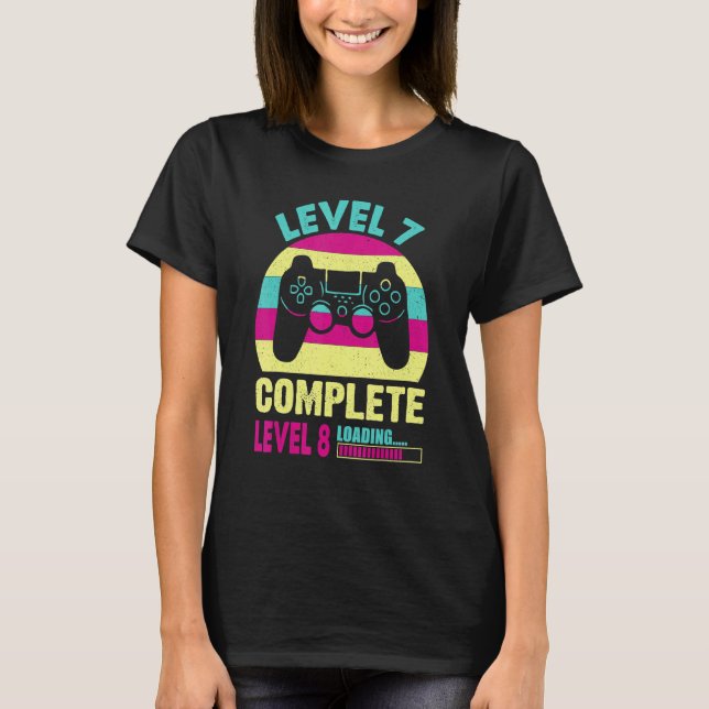 Gamer Girl Level 7 Complete 7 7:e Bröllop Anniver T Shirt (Framsida)