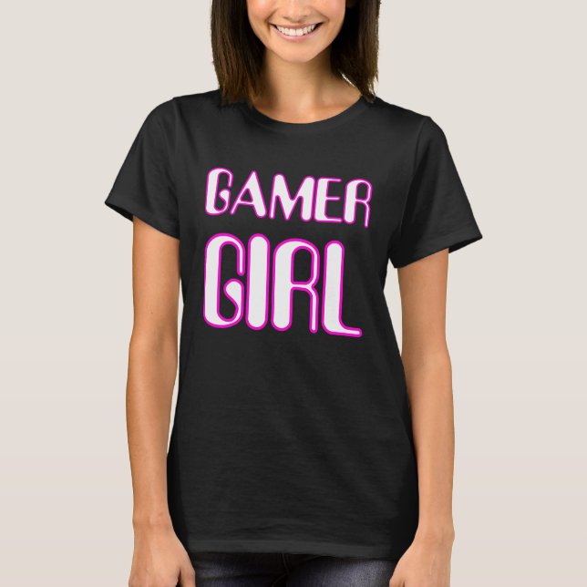 Gamer Girl Nerd Girl Cute Gaming  Geek Nerd Outfit T Shirt (Framsida)