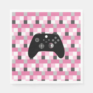Gamer Girl Rosa Pixels and Black Birthday Pappersservett