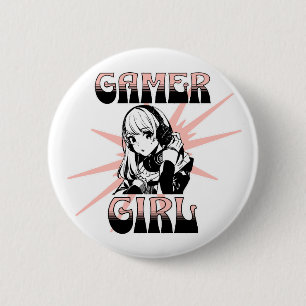 Gamer Girl Spelande Knapp
