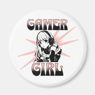 Gamer Girl Spelande Magnet