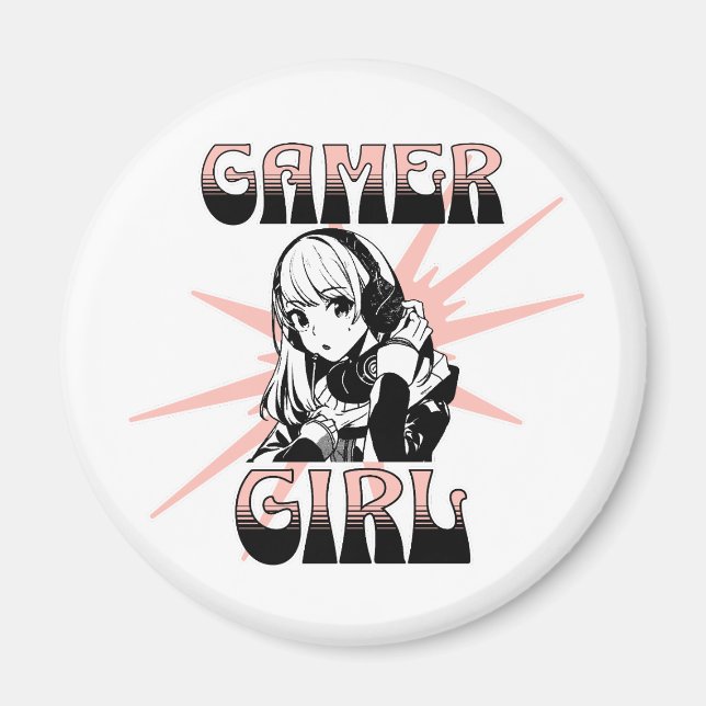 Gamer Girl | Spelande Magnet (Framsidan)