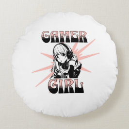 Gamer Girl | Spelande Rund Kudde