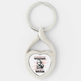 Gamer Girl | Spelande Twisted Heart Silverfärgad Nyckelring