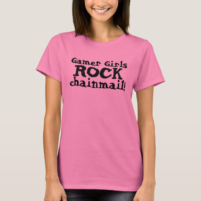 Gamer Girls STEN Chainmail! - Videospel och RPG T Tee Shirt (Framsida)