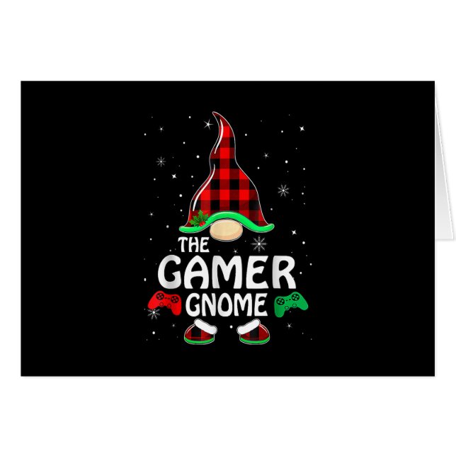 Gamer Gnome Buffalo Play Matching Family Christma OBS Kort (Framsidan Horizontal)