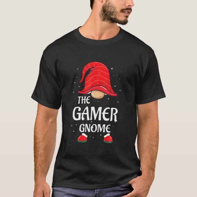 Gamer Gnome Buffalo Play Matching Family Christma T Shirt (Framsida)