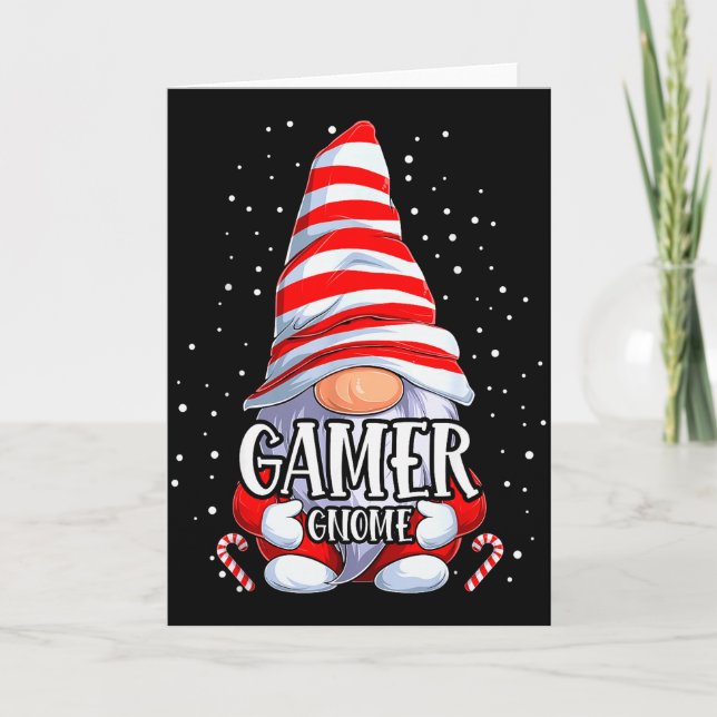 Gamer Gnome Christmas Pajamas Matching Family Grou Kort (Framsida)